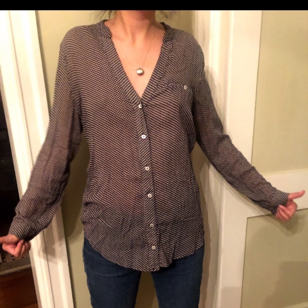 Mango silk button down shirt